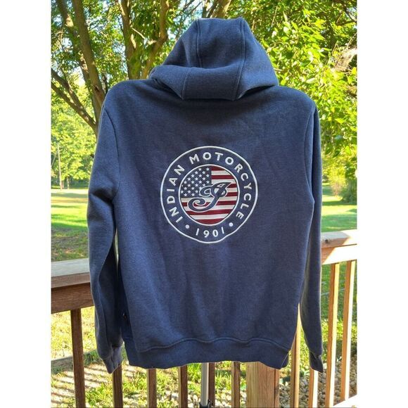 Indian Motorcycle Men's USA Flag Hoodie, Navy zip up - Picture 3 of 7